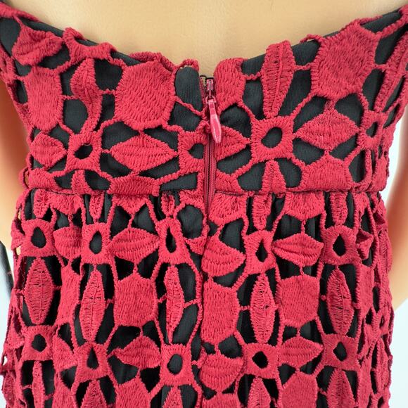 NWOT Aqua Red Crochet Lace High Neck Sleeveless Midi Dress Size S - Picture 7 of 9